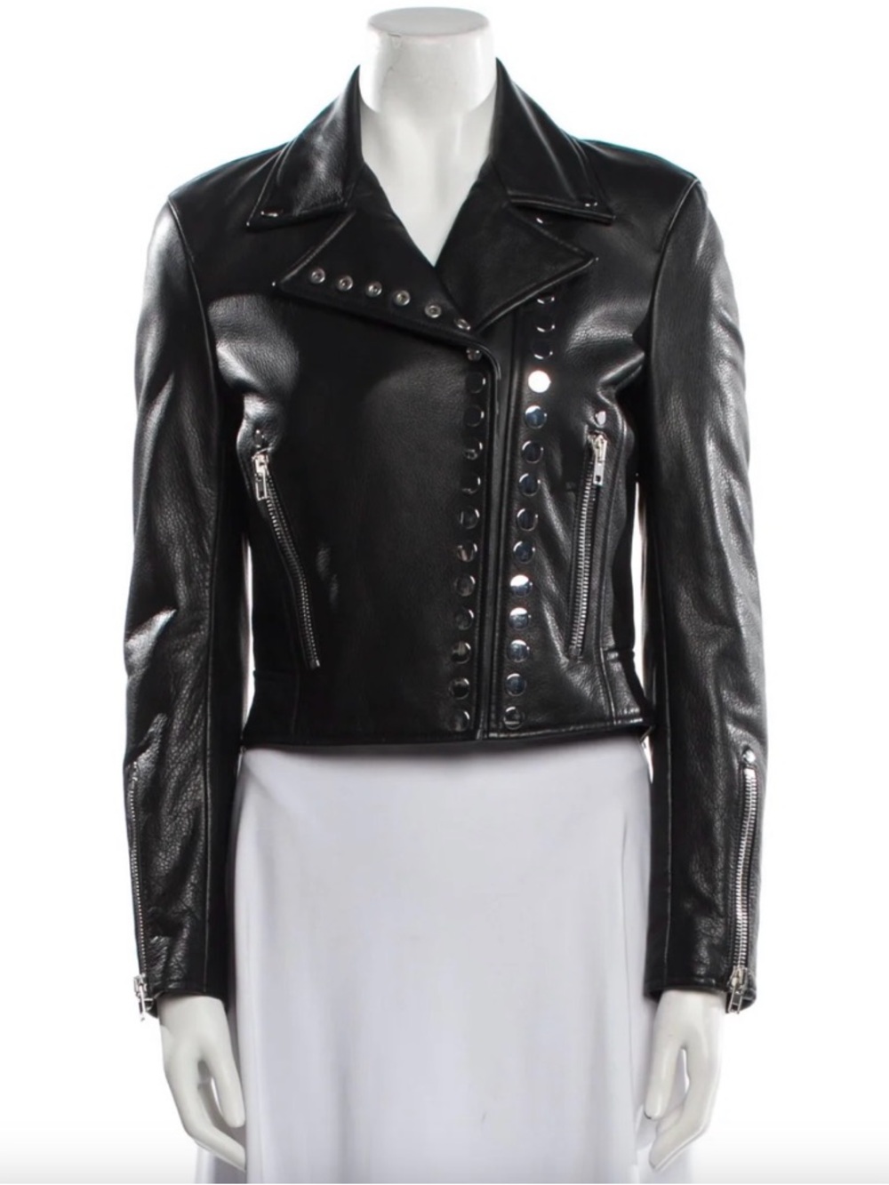 Alexander Wang Black Leather Stud Moto Jacket - XS
